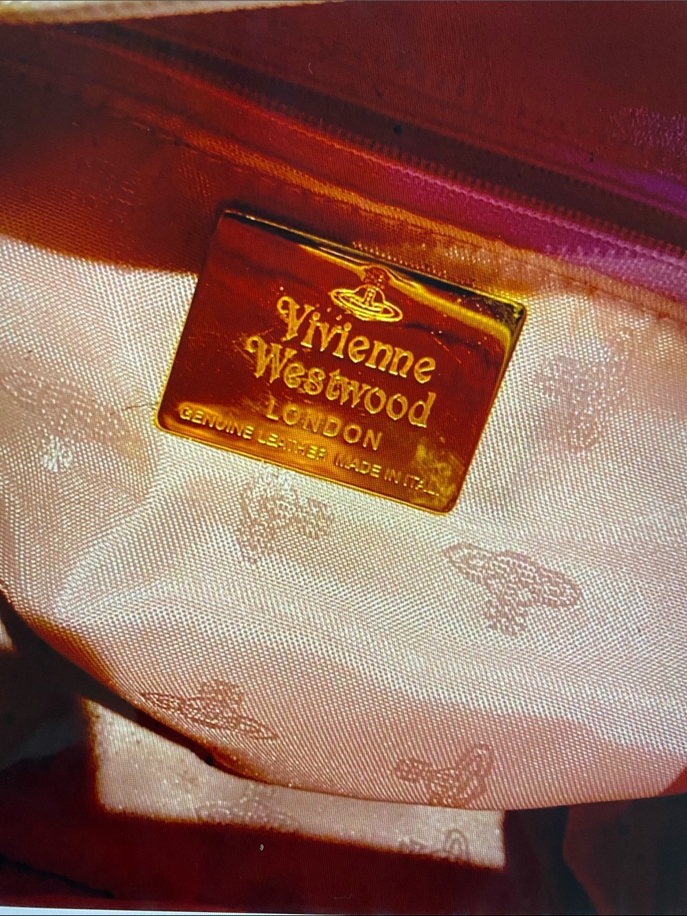 Vivienne Westwood Vintage Off White Gold Logo Hardware Pink Logo Interior Bag - Picture 10 of 16
